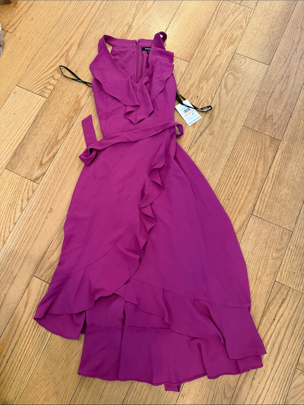 Kenzie Fuchsia Ruffle Wrap High-Low Dress